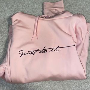 Nike pink “just do it” hoodie with pockets